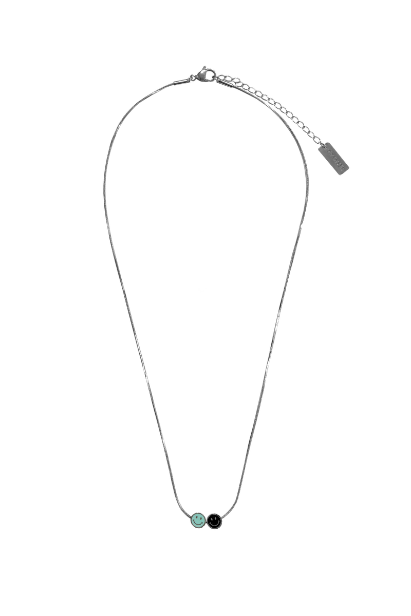 Snake chain] mini double smile necklace