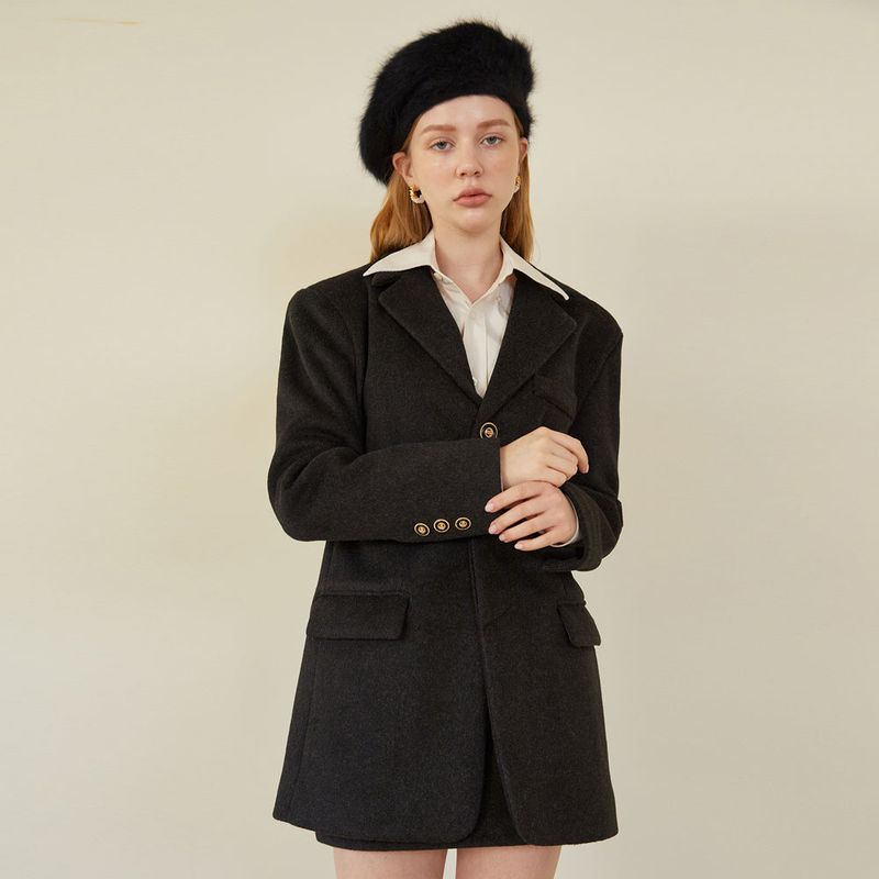 GOLD BUTTON POINT JAKET (CHARCOAL BLACK)