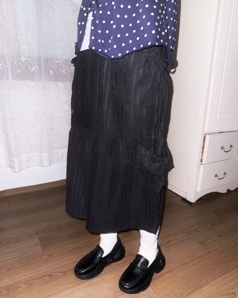 (2color) Ribbon Shirring Pocket Suede Bermuda Pants
