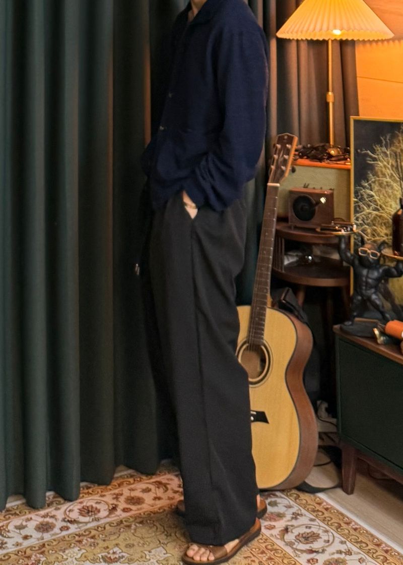 Planned Banding One-Tuck String Slacks
