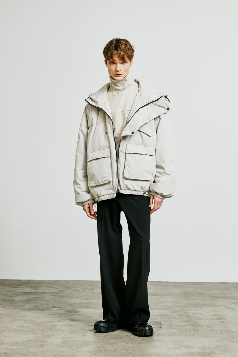 essential oversize duckdown peded parka grey