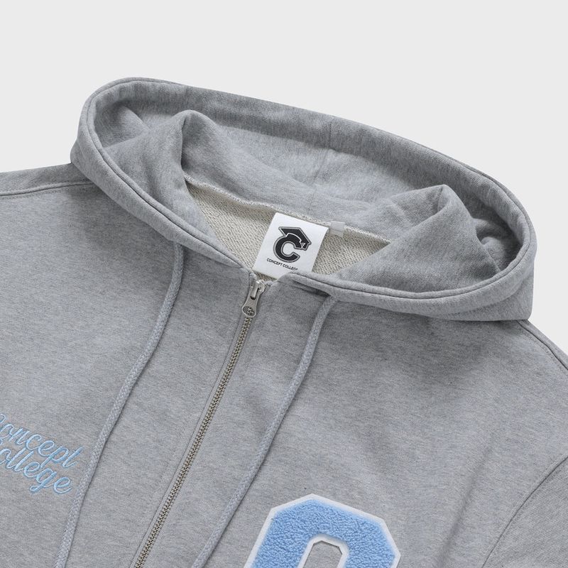 C Patch Zipper Hood Zip-Up / Gray [Unisex]