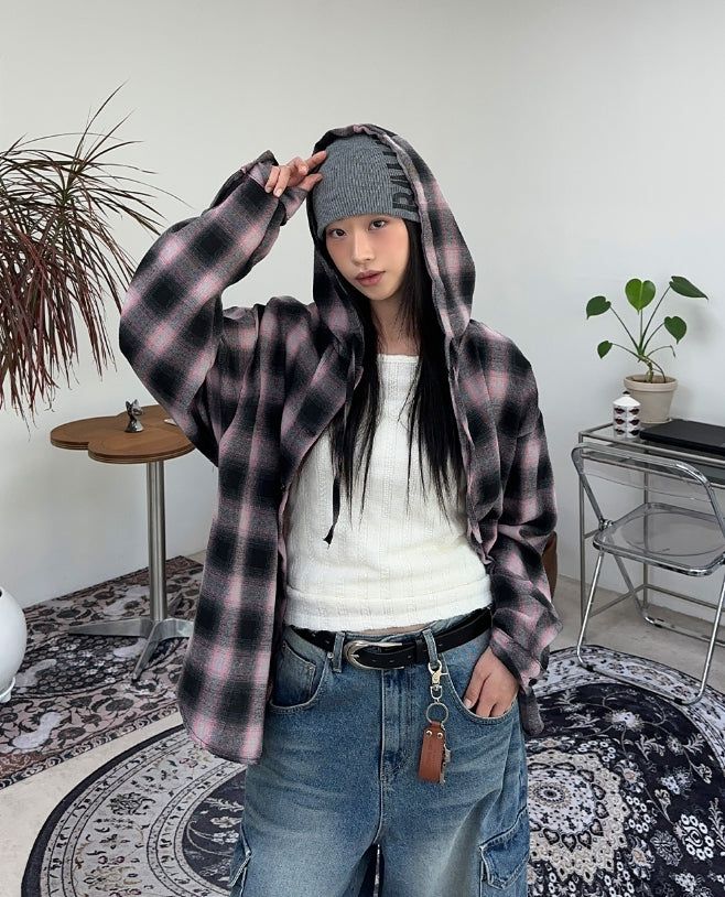 SATIIIZ（サティーズ）の「Cove Hooded Check Shirt（Tops）」