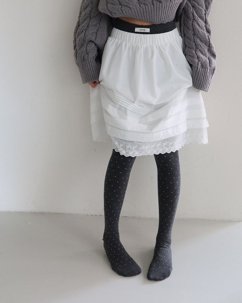 Pure Punching Lace Midi Skirt