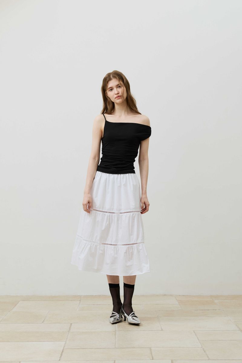  MUSE TIERED MIDI SKIRT / WHITE