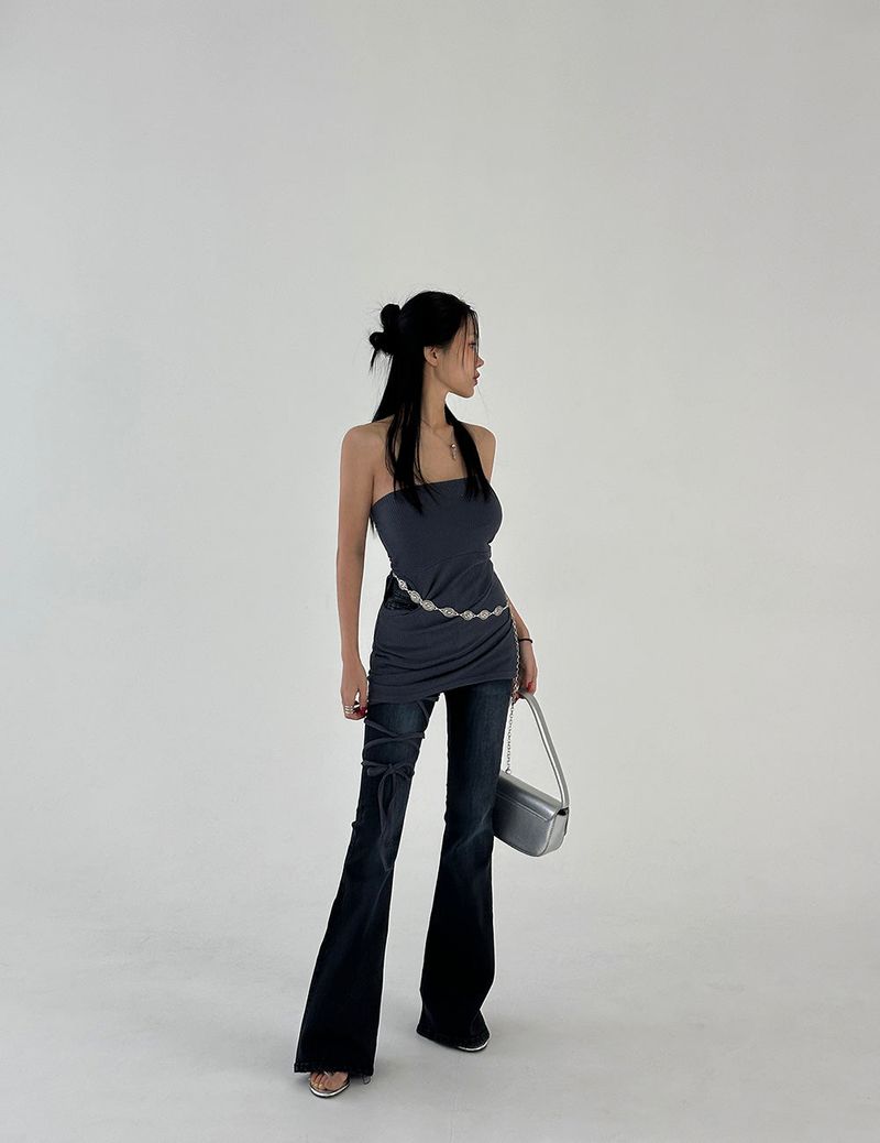 blue dark blue bootcut jeans