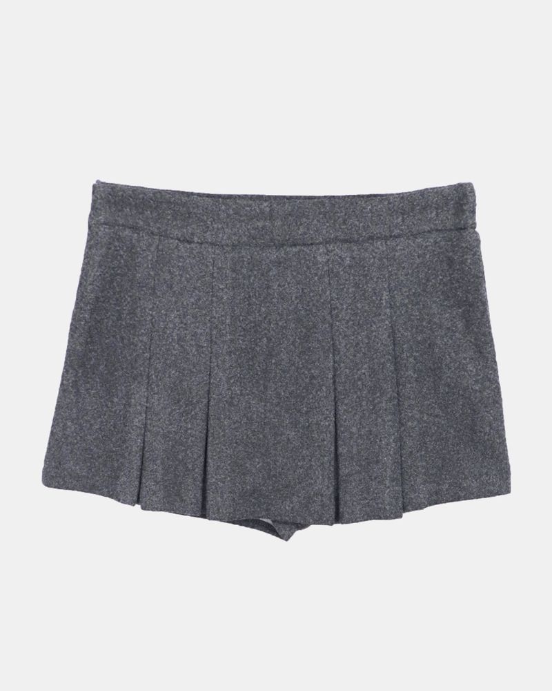 Elon Wool Pleated Mini Skirt with Inner Shorts