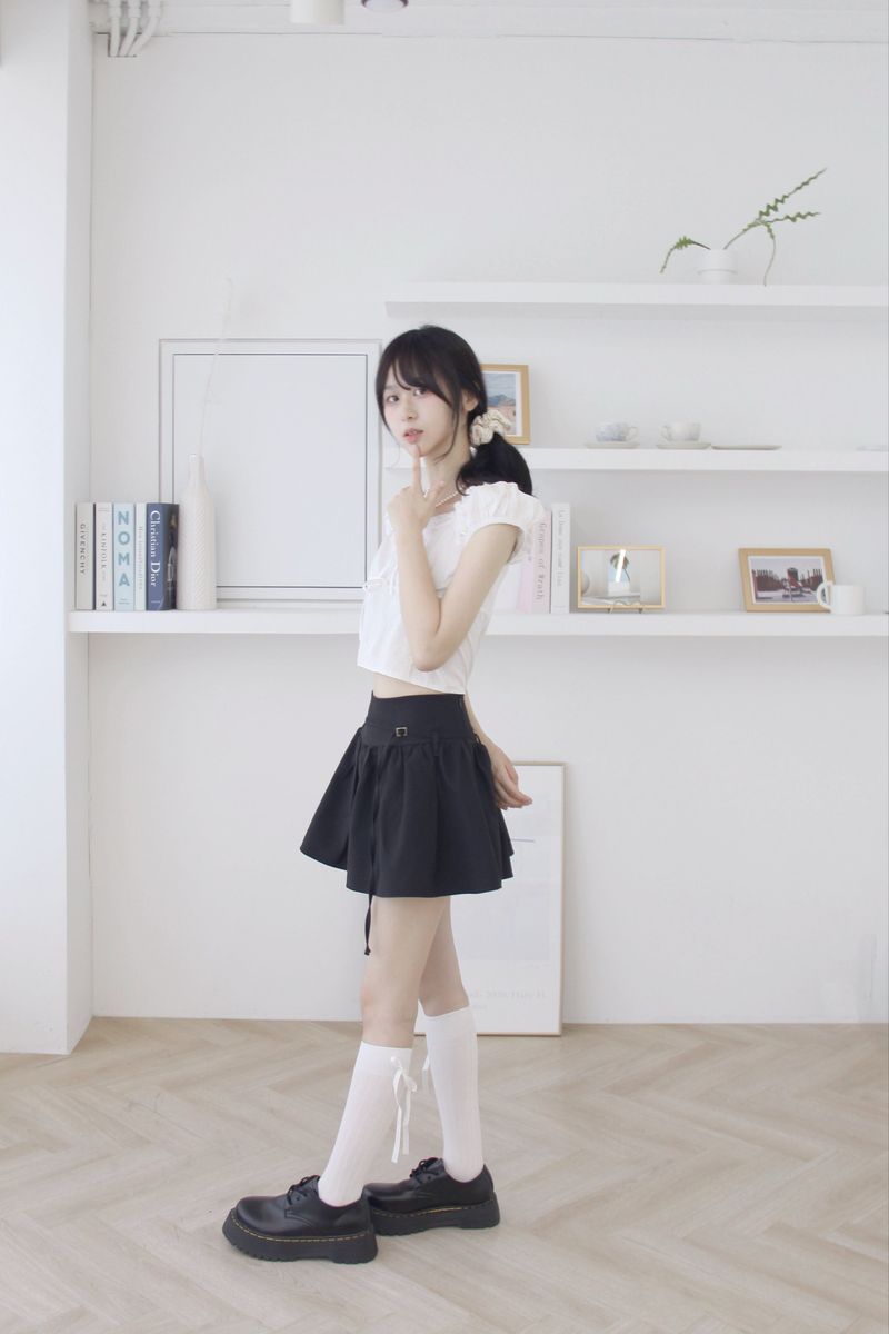 [Belt Set] Half Flare Mini Skirt