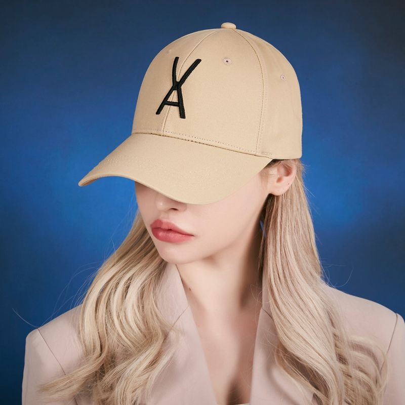 VA Big logo over fit buckle cap BEIGE