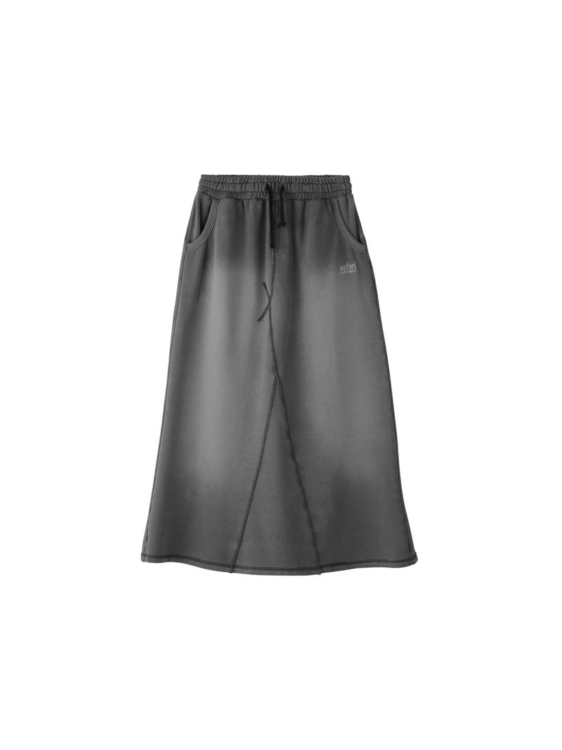 safarispot(サファリスポット)の「BASIC DAMAGE WASHING DENIM SWEATSKIRT (BLACK)(Skirts)」