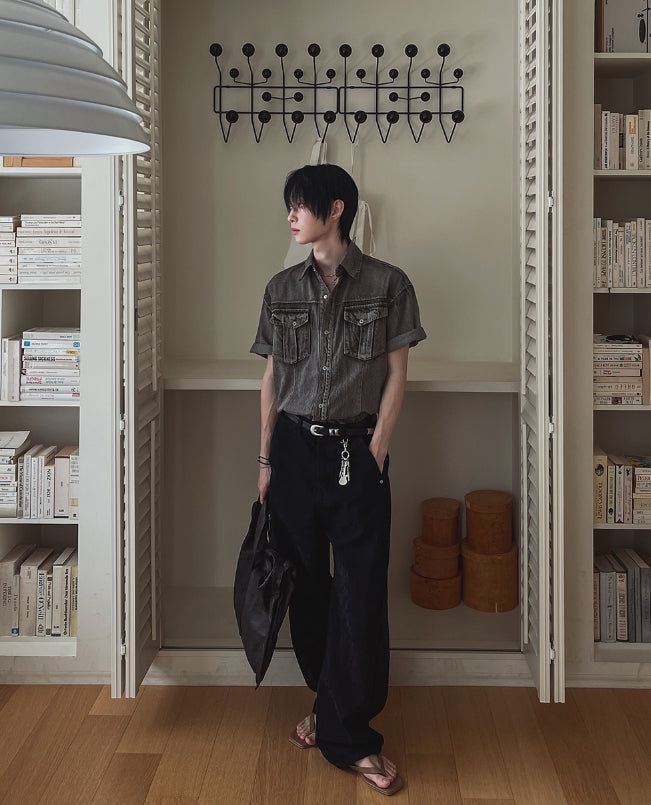 Bart Camo Cutout Wide Denim Pants