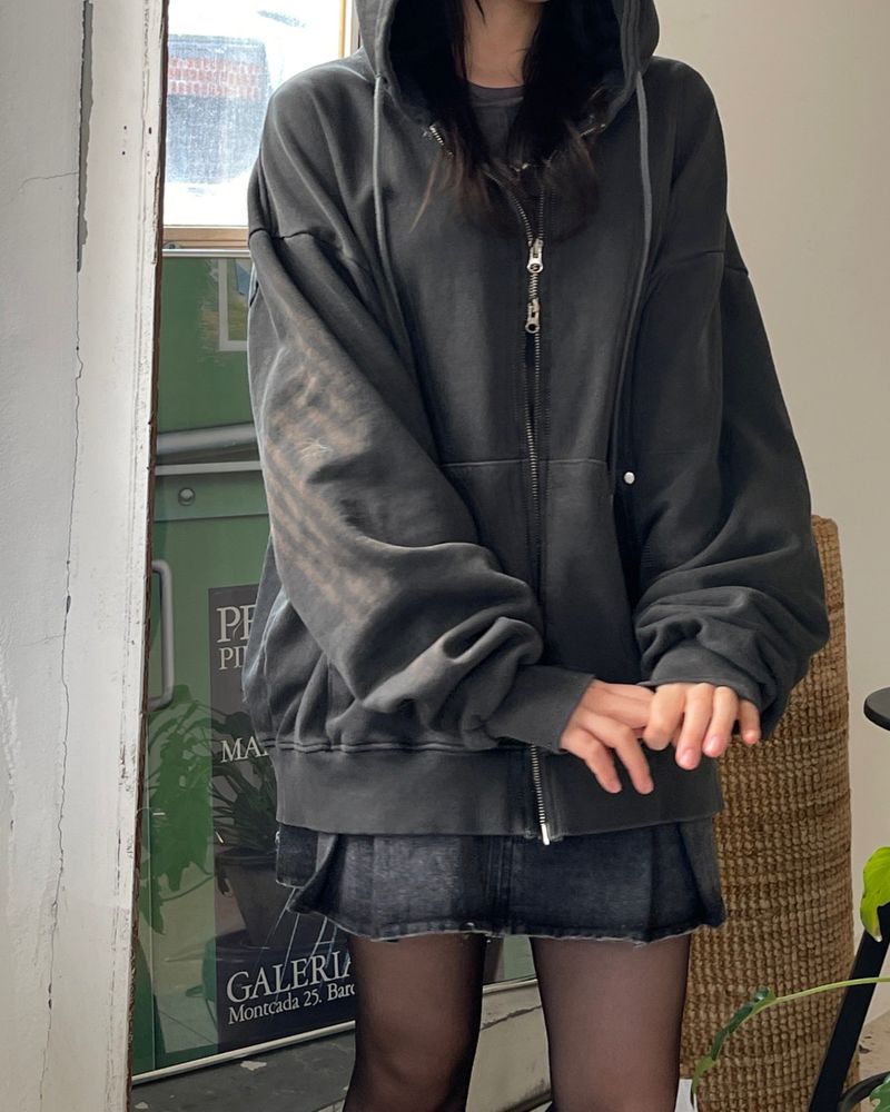 Rivet Pigment Hood Zip-Up