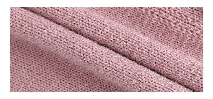 Pink button high-neck knit long-sleeved cardigan