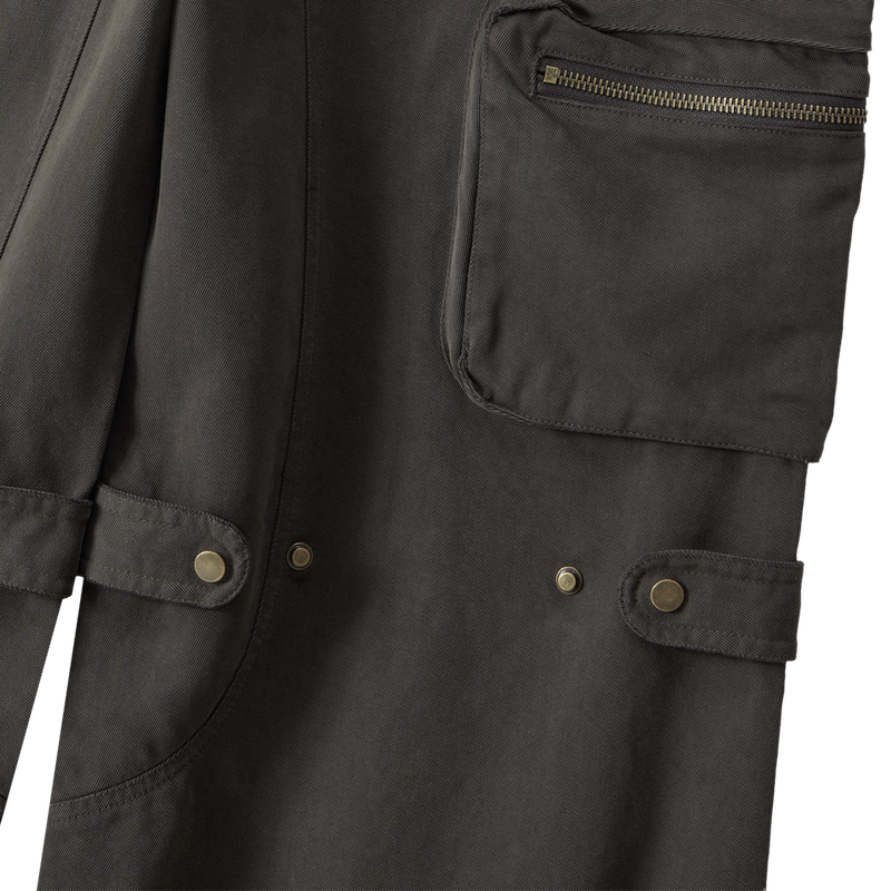 Lowrise Washed Curve Cargo Pants - KHAKI