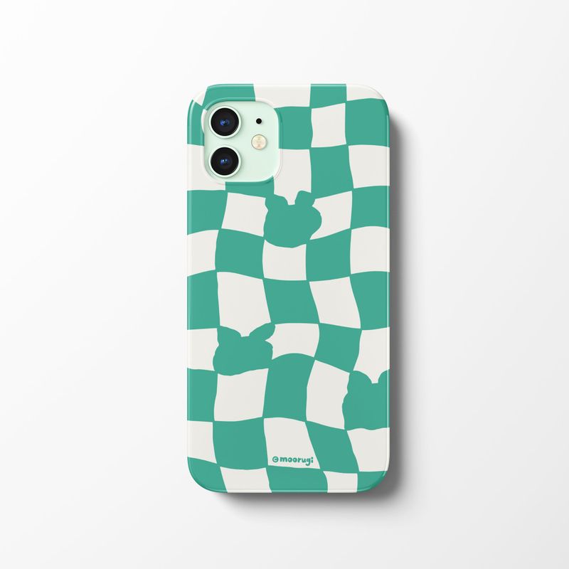 moorugi(モールジ)の「Checkerboard Green Iphone Bumper case(Hats)」