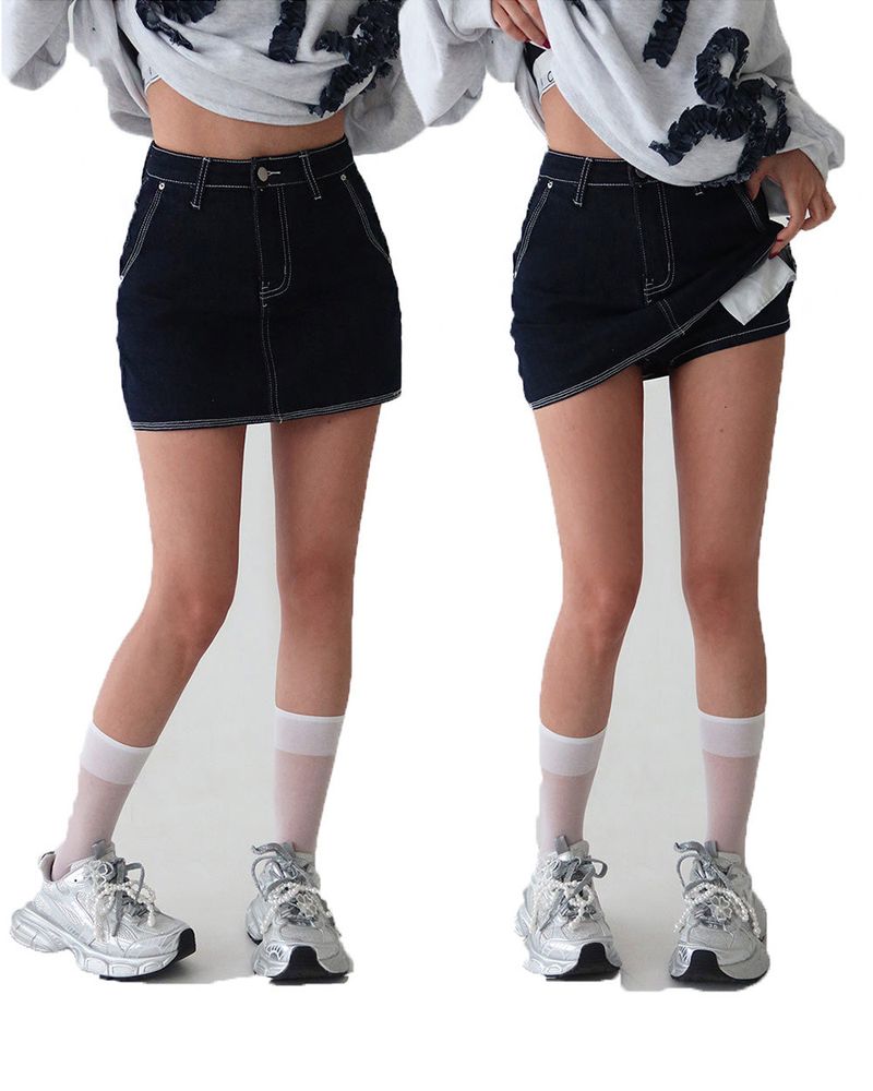 Delight-J(ディライトジェイ)の「Underscored dark jeans skirt pants mini skirt(Skirts)」