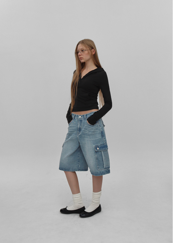 [MADE] Current Cargo Bermuda Denim Pants