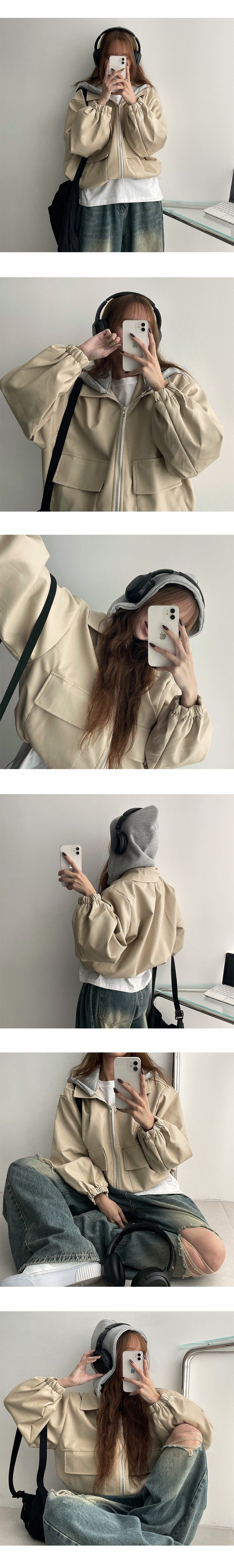 [Removable hood!] ティフポケットフーディドレザージャンパー