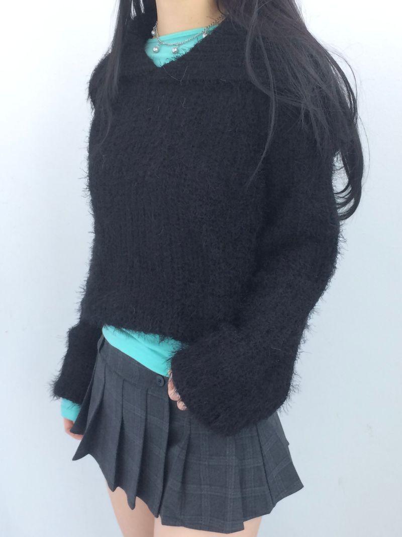 Shoulder collar loose knitwear