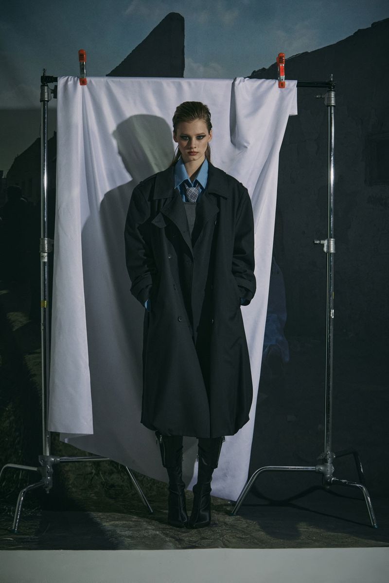 BALLOON TRENCH COAT -CHARCOAL