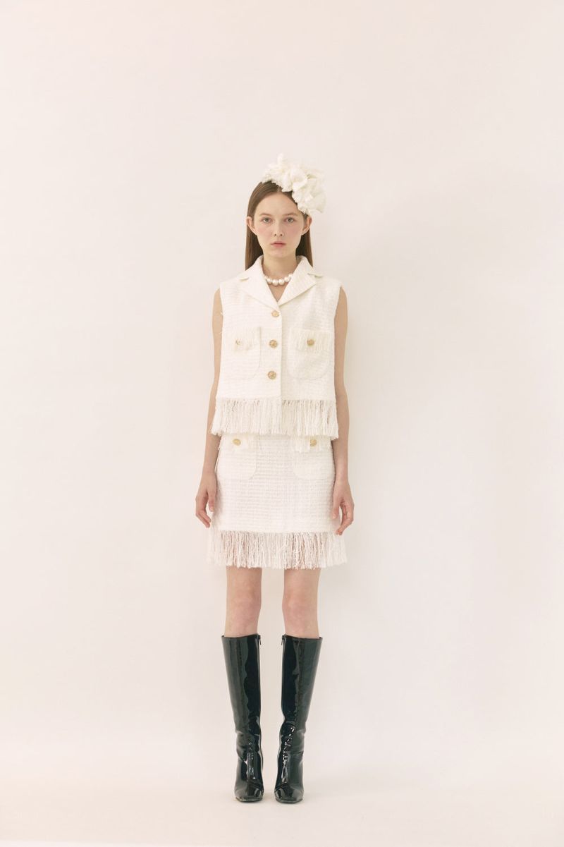 Tweed fringe vest