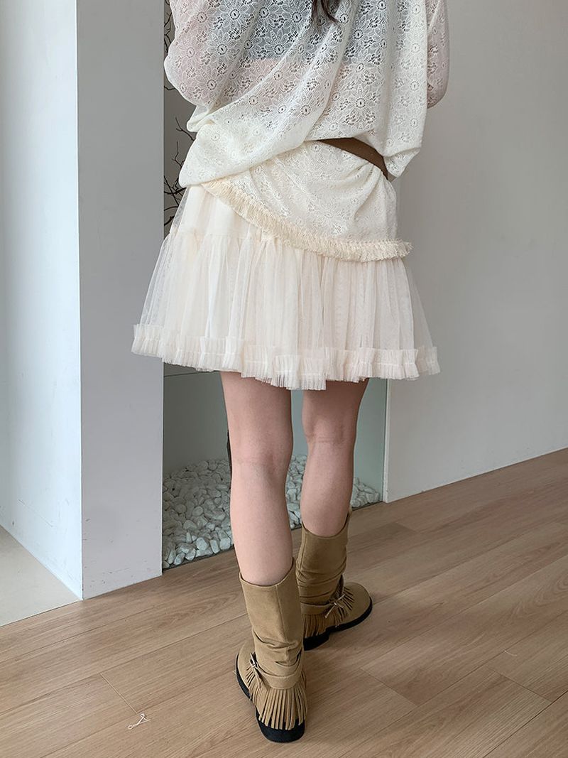 POM CHIFFON SKIRT (2C)
