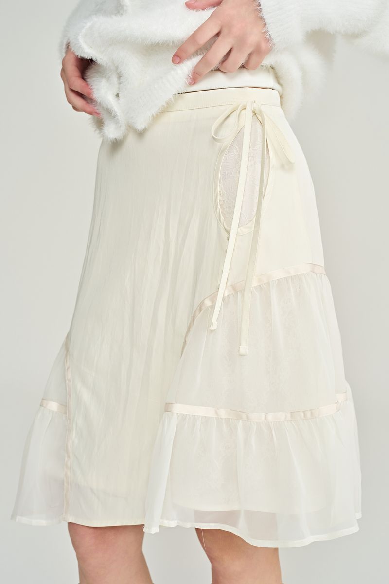 Rose terrace ruffle skirt, Ivory