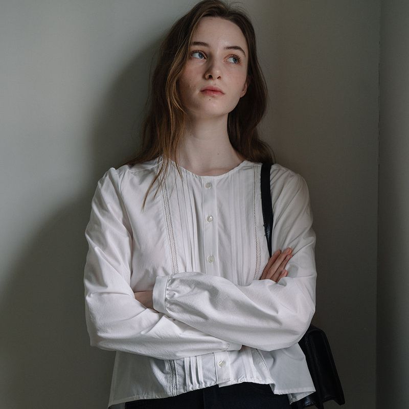 Lace Pintuck Blouse - Ivory