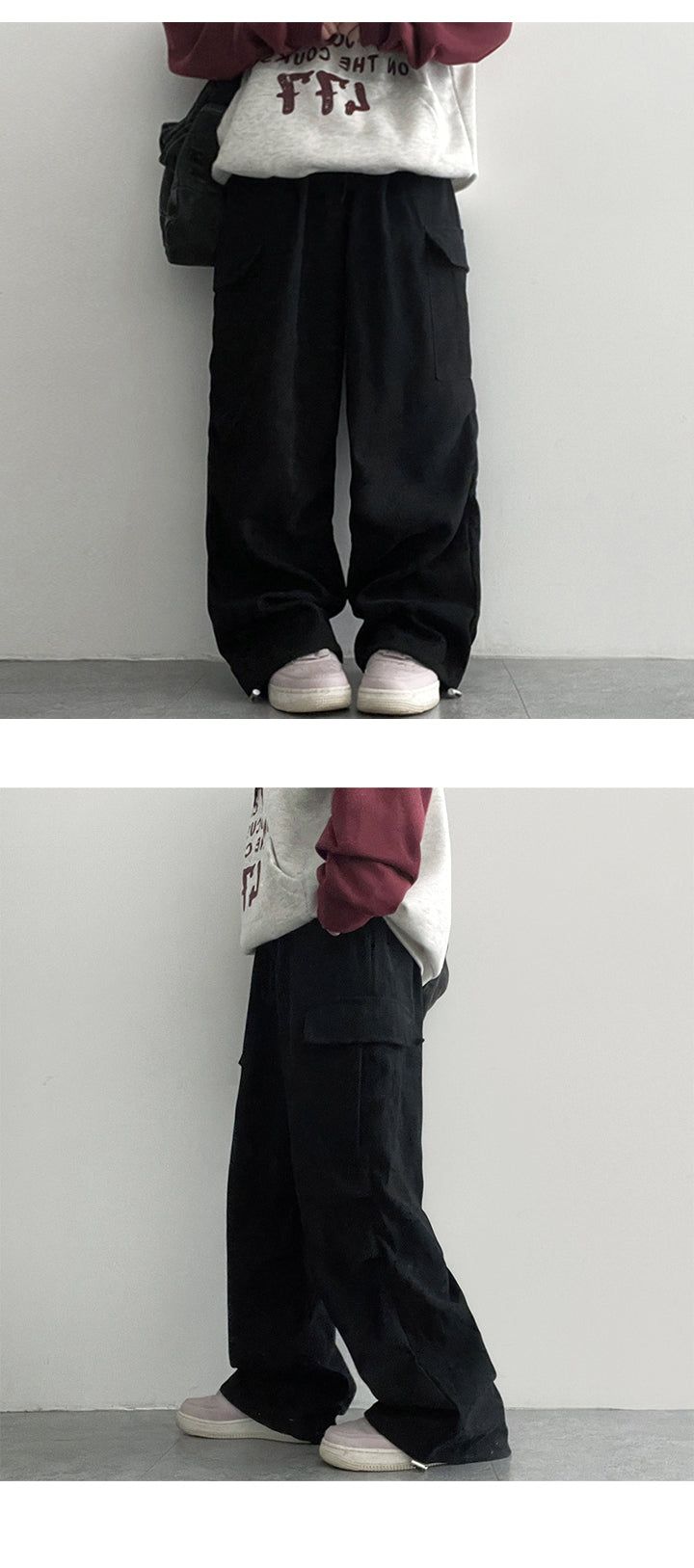 Perpitch Suede Pin Tuck Wide Cargo Pants