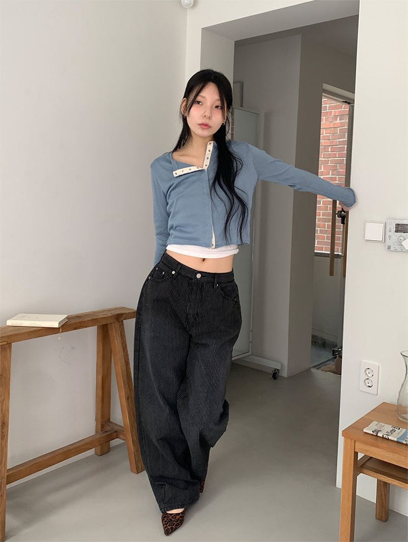 STRIPE BLACK JEANS