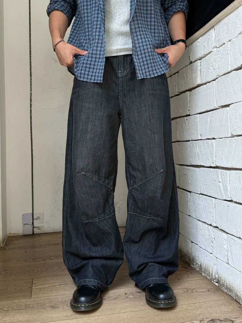 AVAND(アバンド)の「Linen pav dart balloon black denim(Pants)」