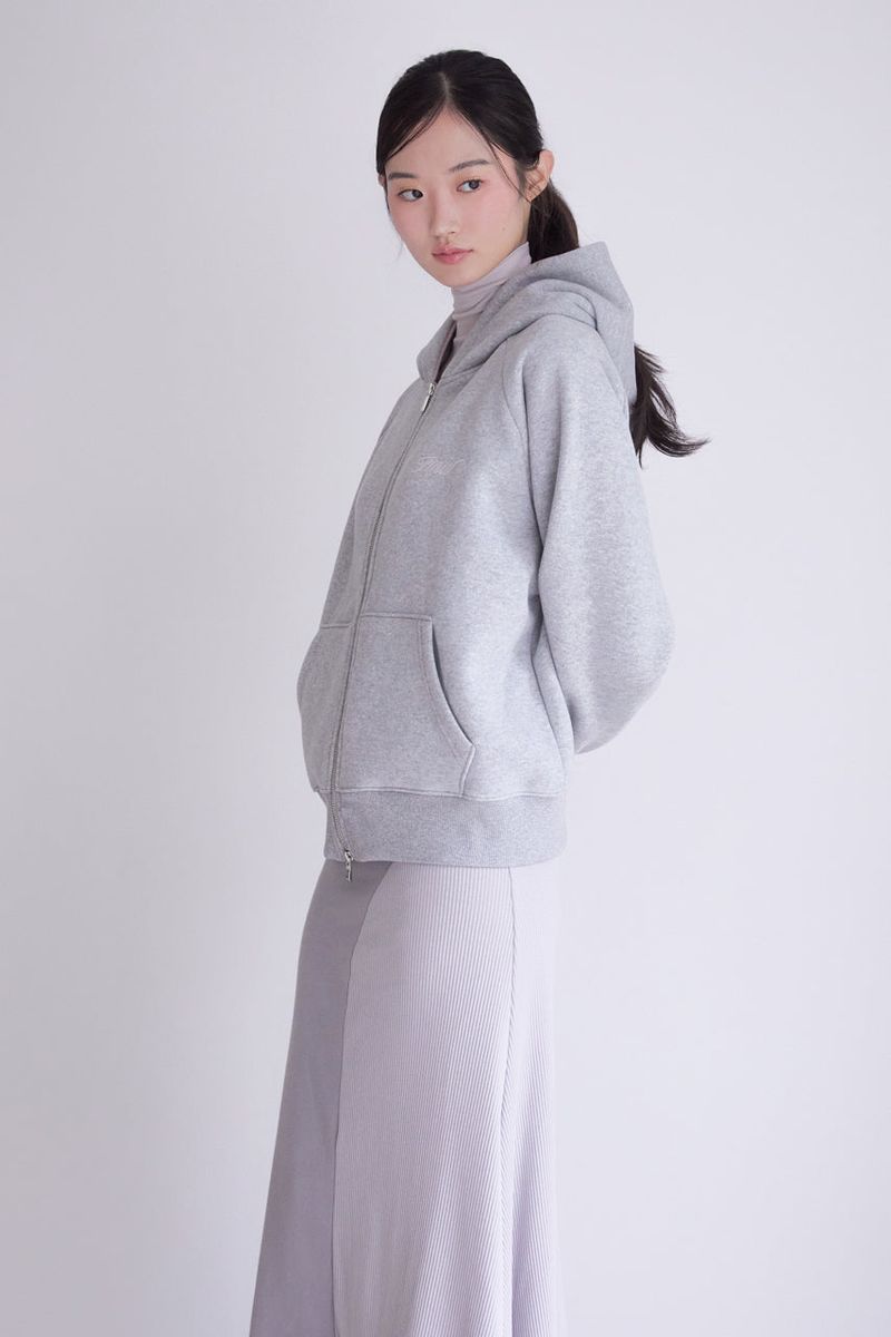 Raglan 2way Hood Zip-up (MELANGE GREY)