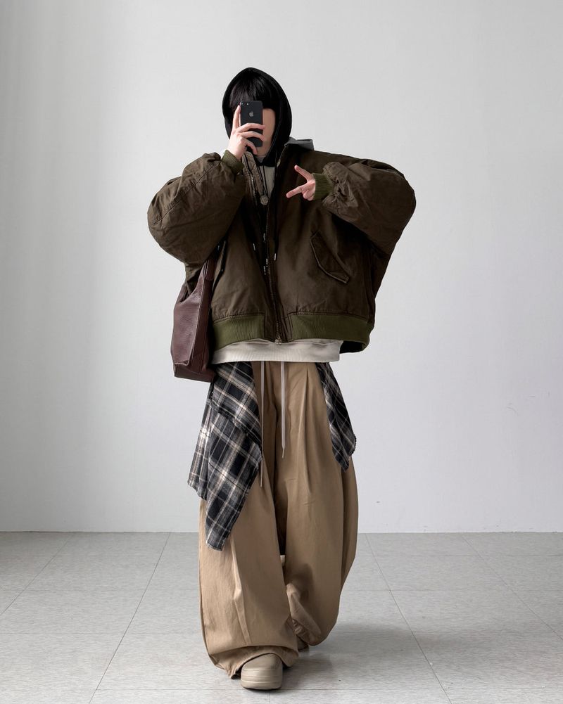 Checkered Layered Balloon Pants