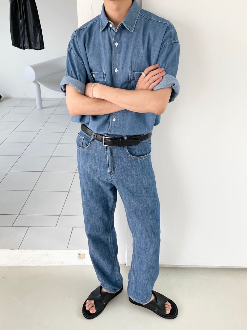 Roll up denim shirts