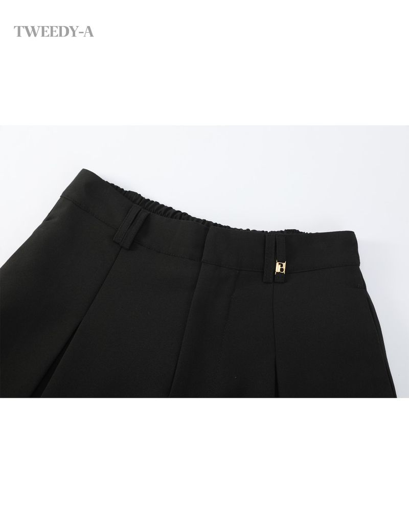 Basic Gold Length Highlighted Skirt Pants Black