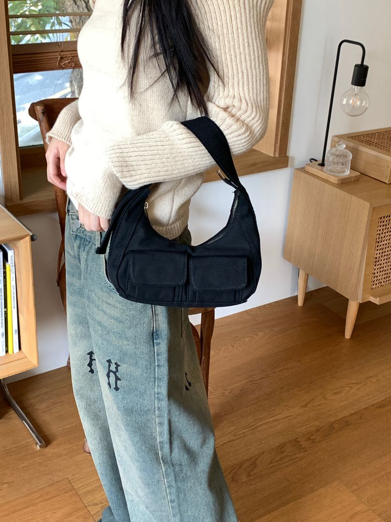 Bruce two-pocket cotton mini tote shoulder bag