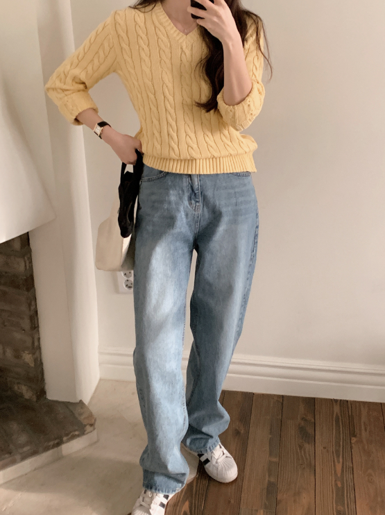 [SHOPPERMADE] Trend Washed Wide Denim Pants