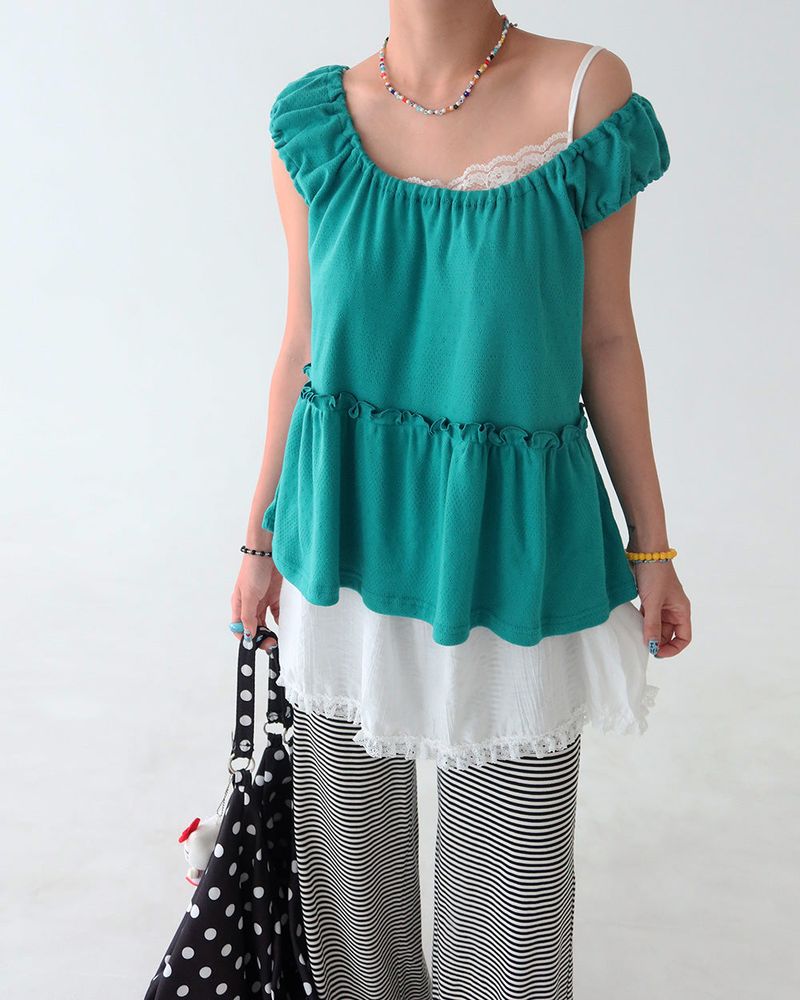 inen lace bustier long blouse & mini dress