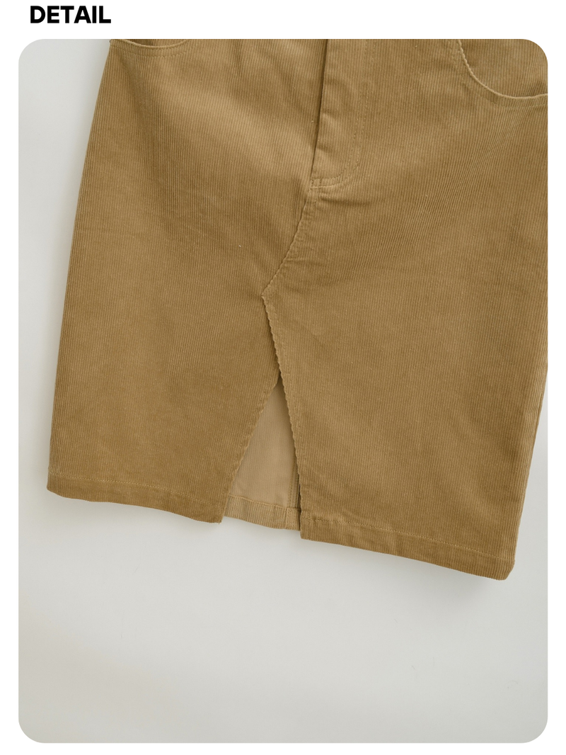 brown corduroy midi skirt
