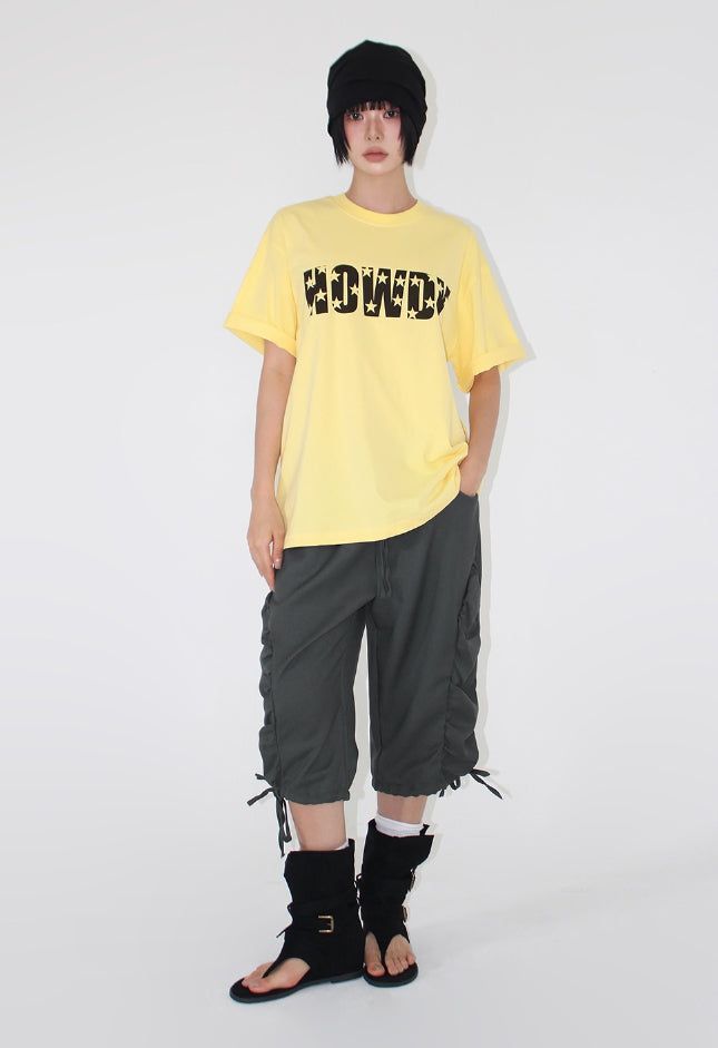 SIDE SHIRRING CAPRI PANTS