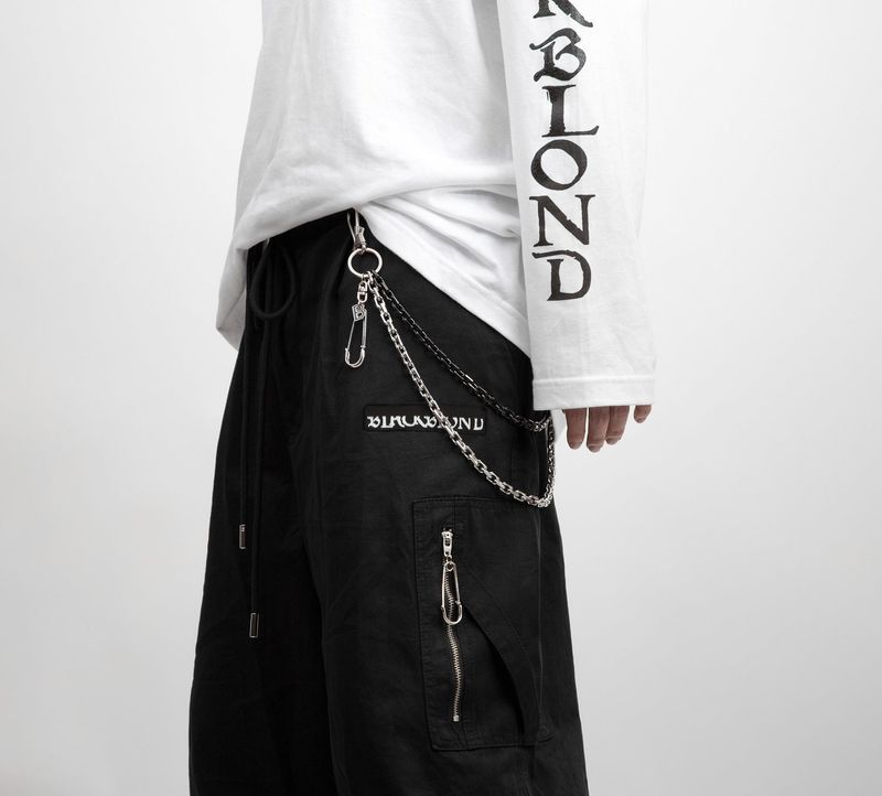 BBD B Logo 2-Line Pants Chain (Silver&Black)