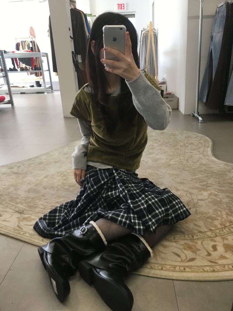 Silhouette check tights (3color)