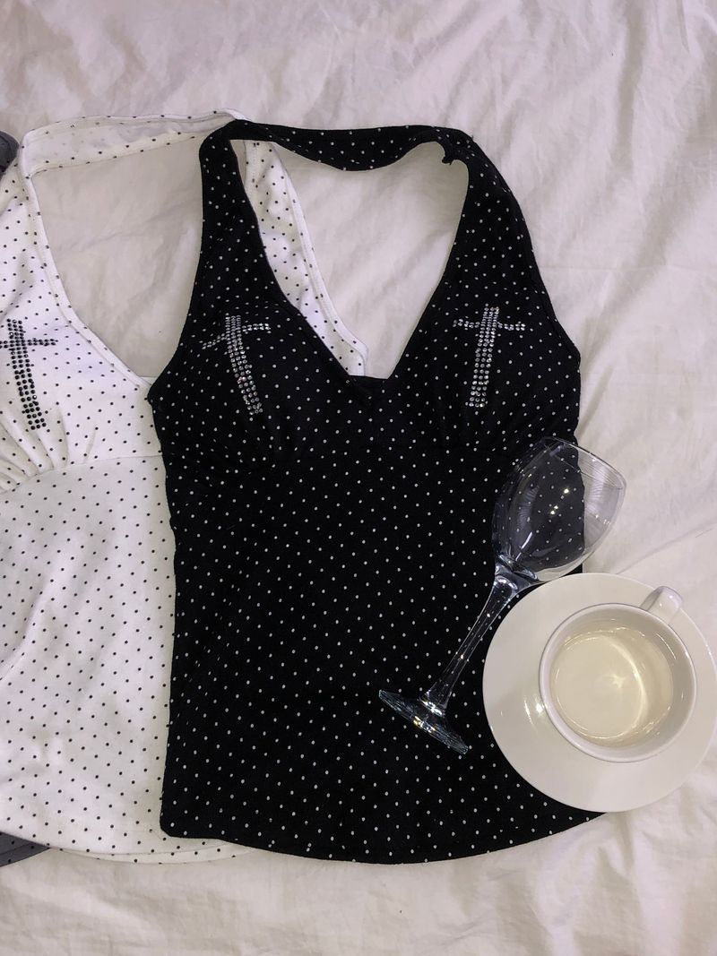 Cubic Cross Dot Halter Top