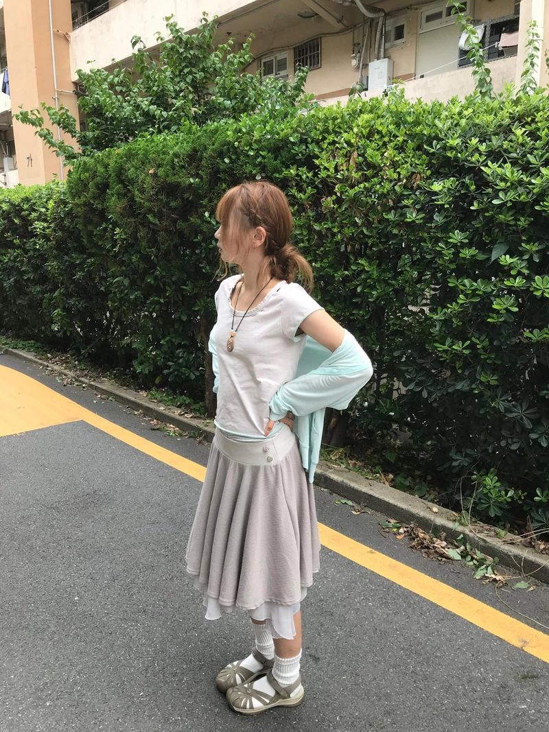 mile button layered skirt