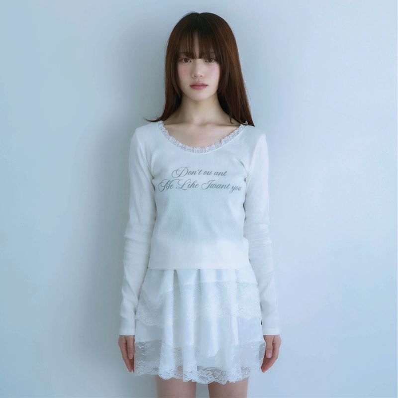 lace letter tee (white)