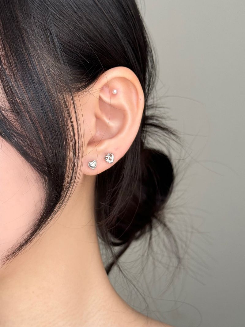 [4 set] minimal heart earrings set