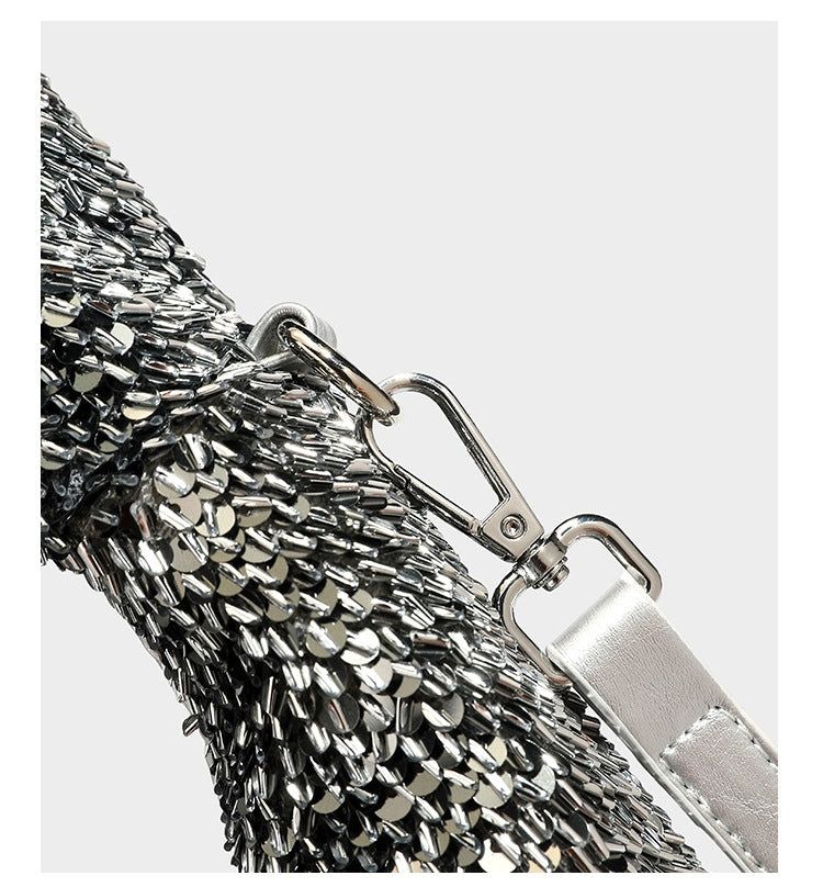 Hand-Beaded Chain Handle Evening Bag