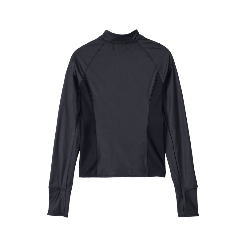 Slim Nylon Fingerhole Zip-up - BLACK