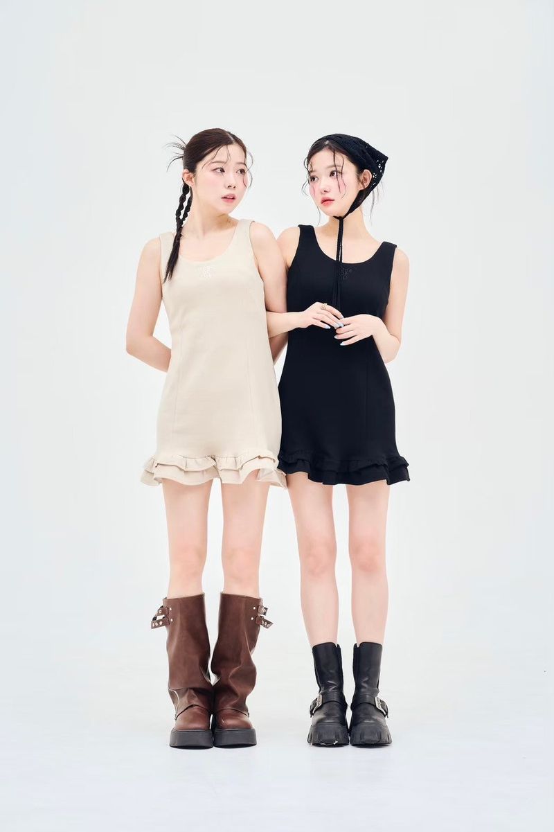 stretch ruffle dress