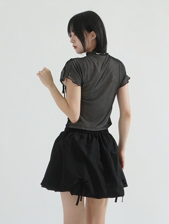 Double layer ribbon top